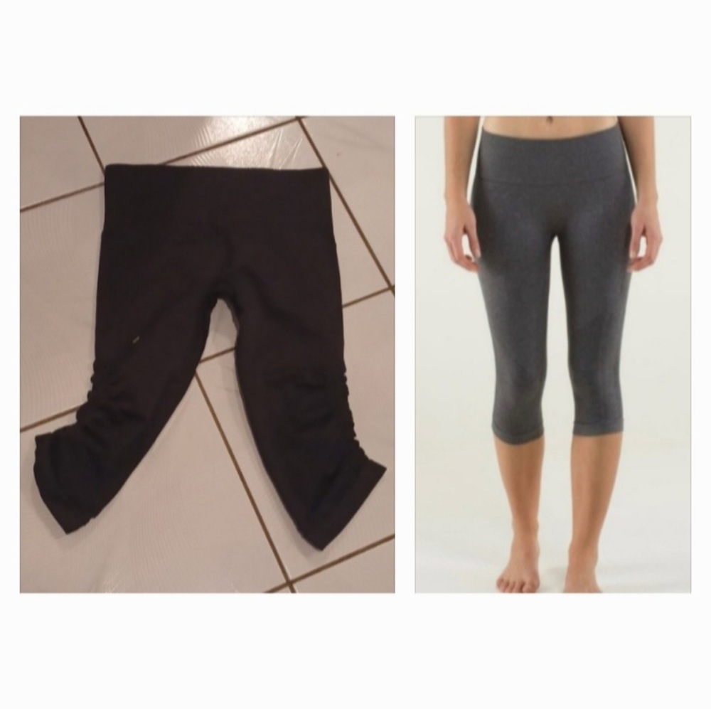 2/$50 Lululemon “In The Flow” Cropped Leggings in Heather Grey Colour - Size 6